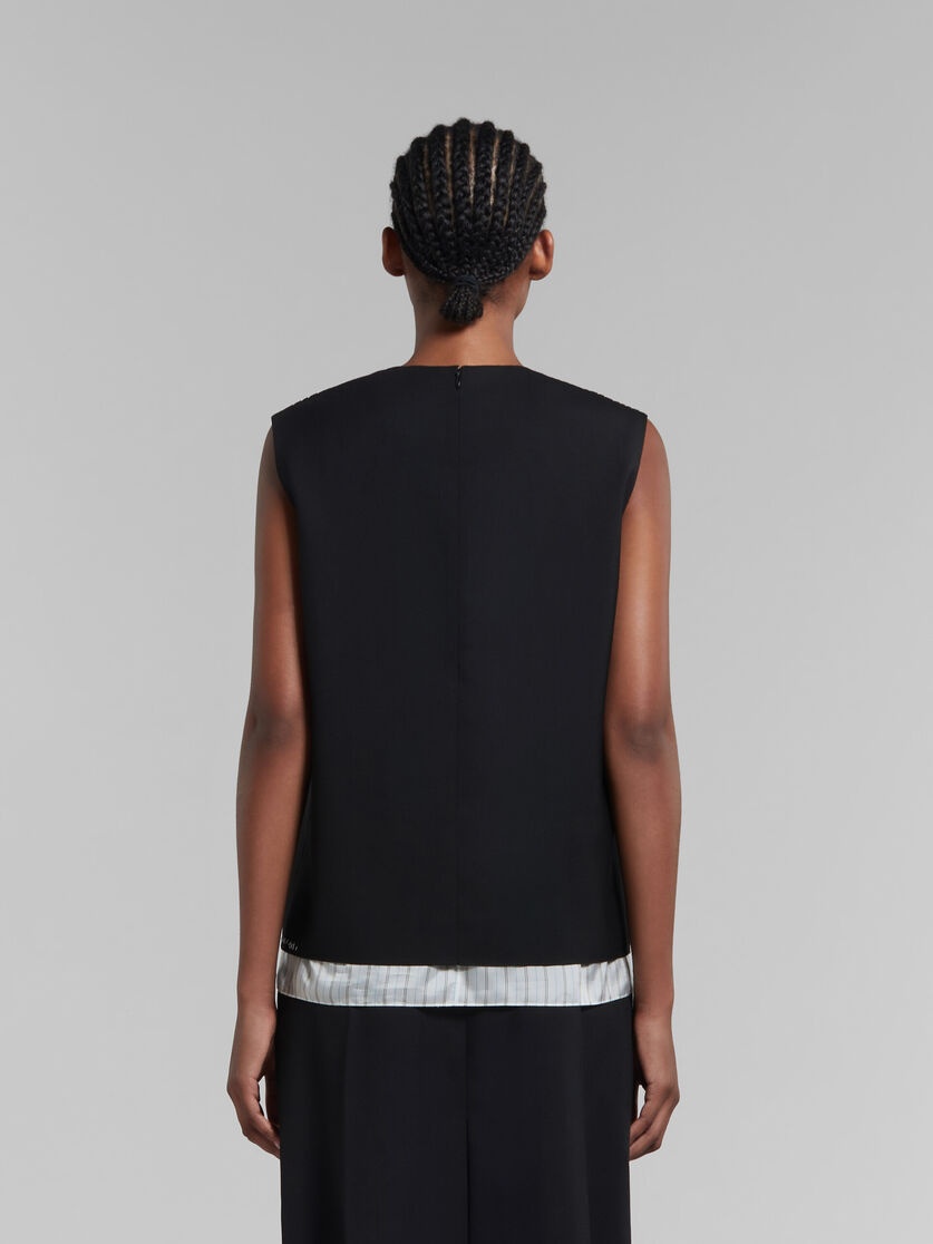 BLACK TROPICAL WOOL SLEEVELESS TOP WITH MARNI MENDING - 3