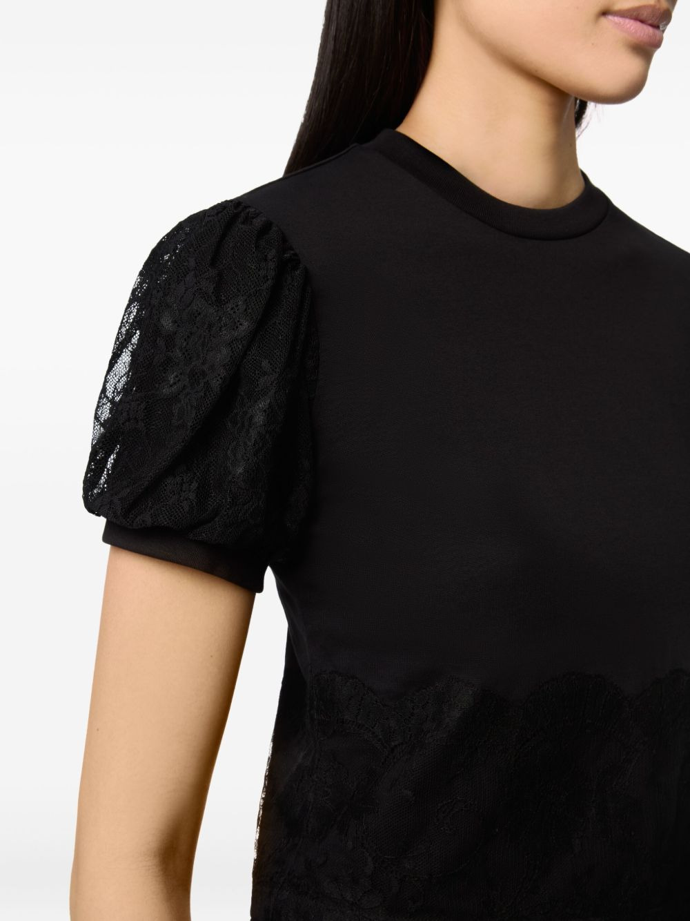 lace-trimmed puff-sleeve top - 5