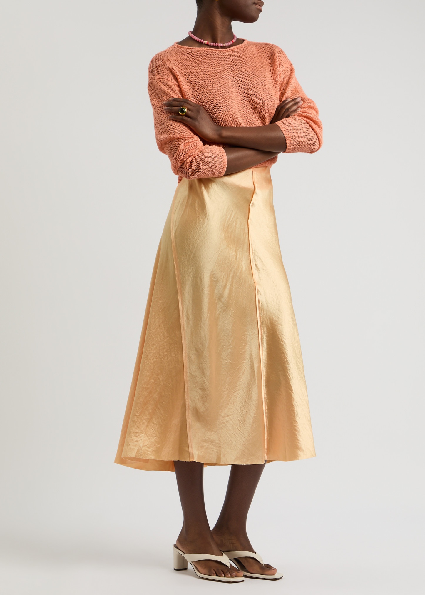 Satin midi skirt - 4