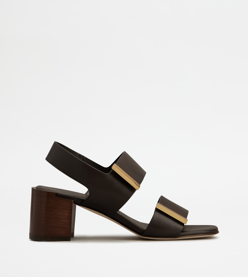 SANDALS IN LEATHER - BROWN 1