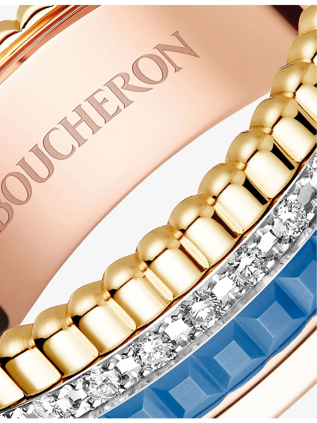 Quatre Blue Edition 18ct rose-gold, yellow-gold, white-gold, ceramic and 0.24ct diamond ring - 2