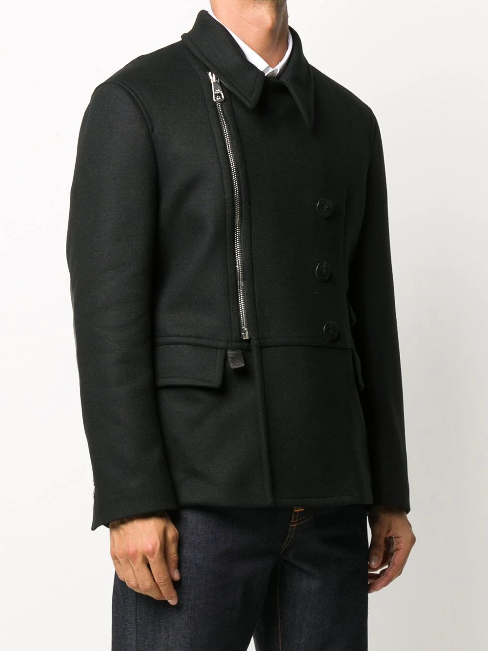 asymmetric zip-fastening coat - 3