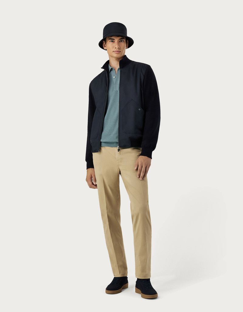 BEIGE GARMENT-DYED COTTON MICROTWILL CHINOS 5