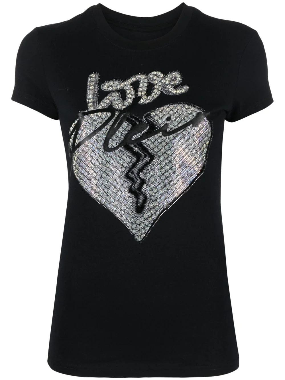heart-motif rhinestone-embellished T-shirt - 1