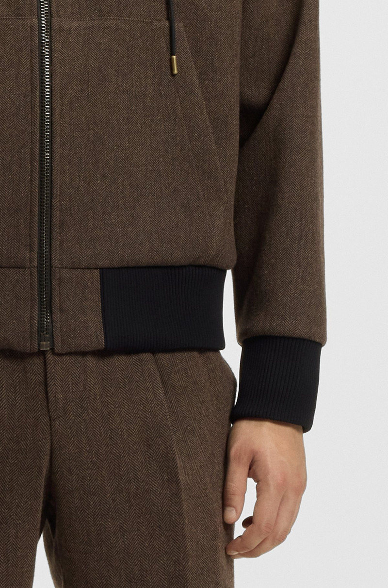 MODERN-FIT HOODED JACKET IN HERRINGBONE CLOTH 6