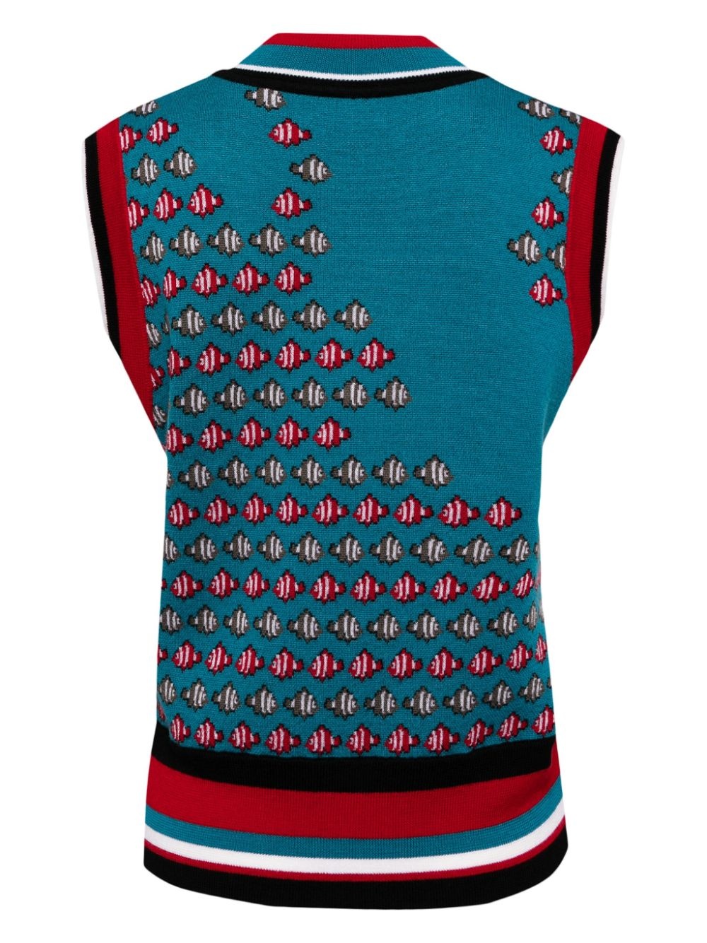 fish pattern wool vest - 2