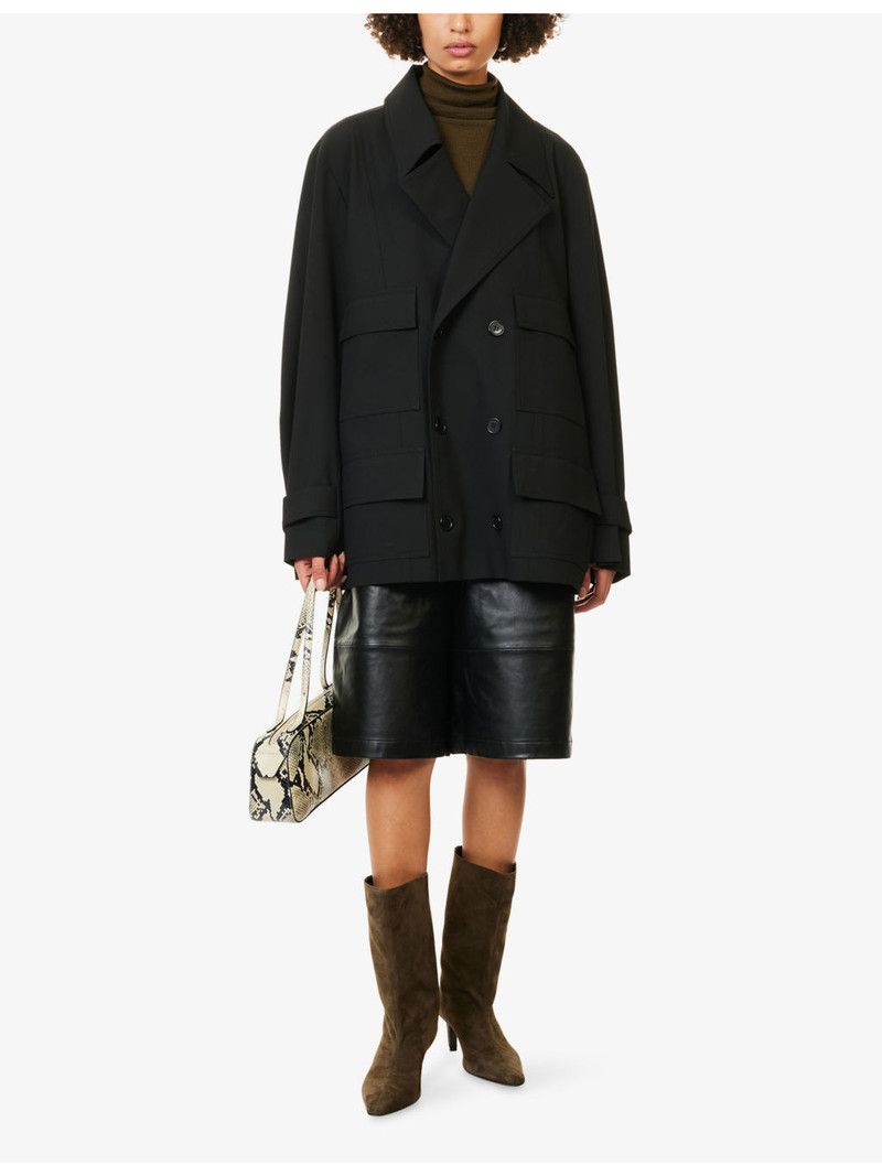 The Frankie Shop Stanton Trapeze Double-Breasted Stretch-Woven Jacket outlook