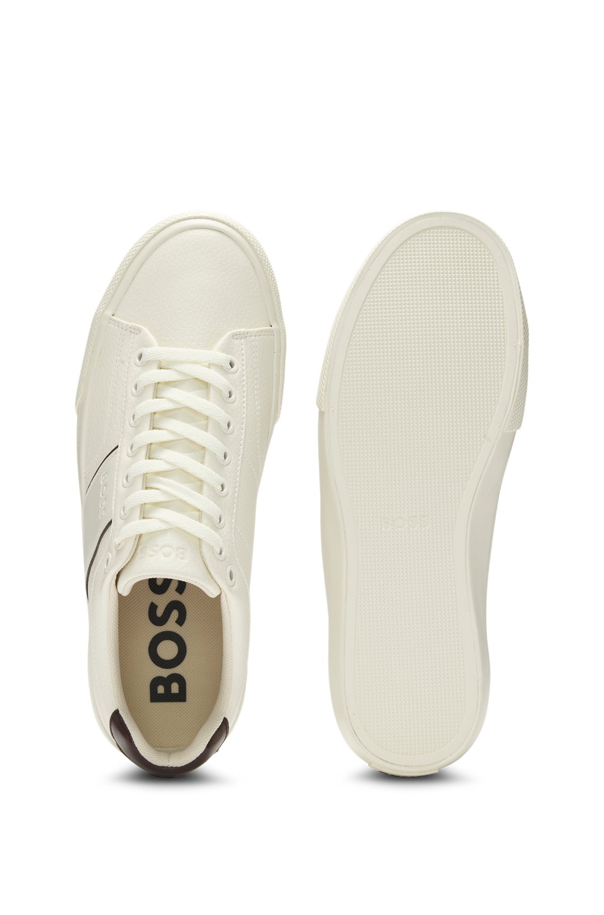 FAUX-LEATHER TRAINERS WITH PLAIN AND GRAINED TEXTURES - 4