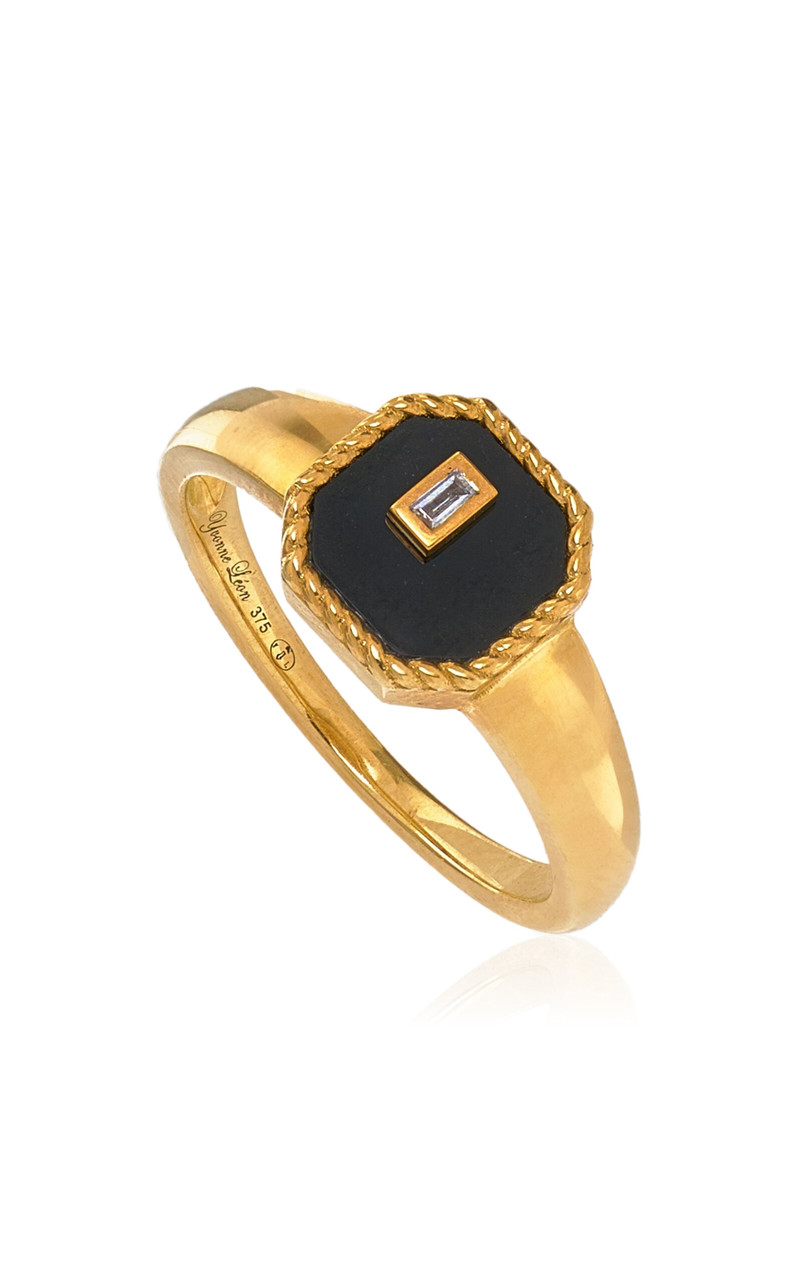 9K Yellow Gold, Diamond, And Onyx Ring black 3