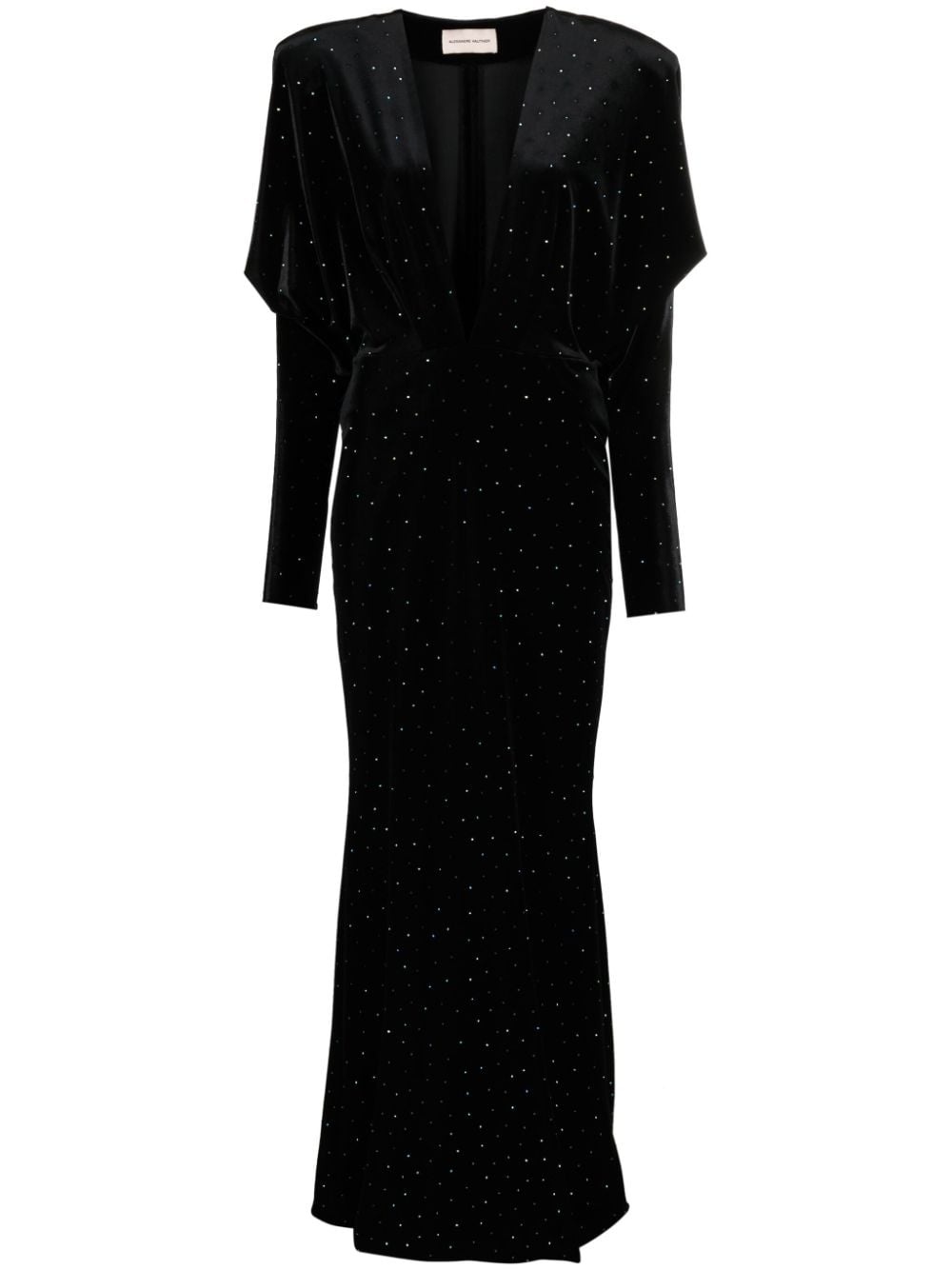 rhinestone-embellished plunge maxi dress - 1