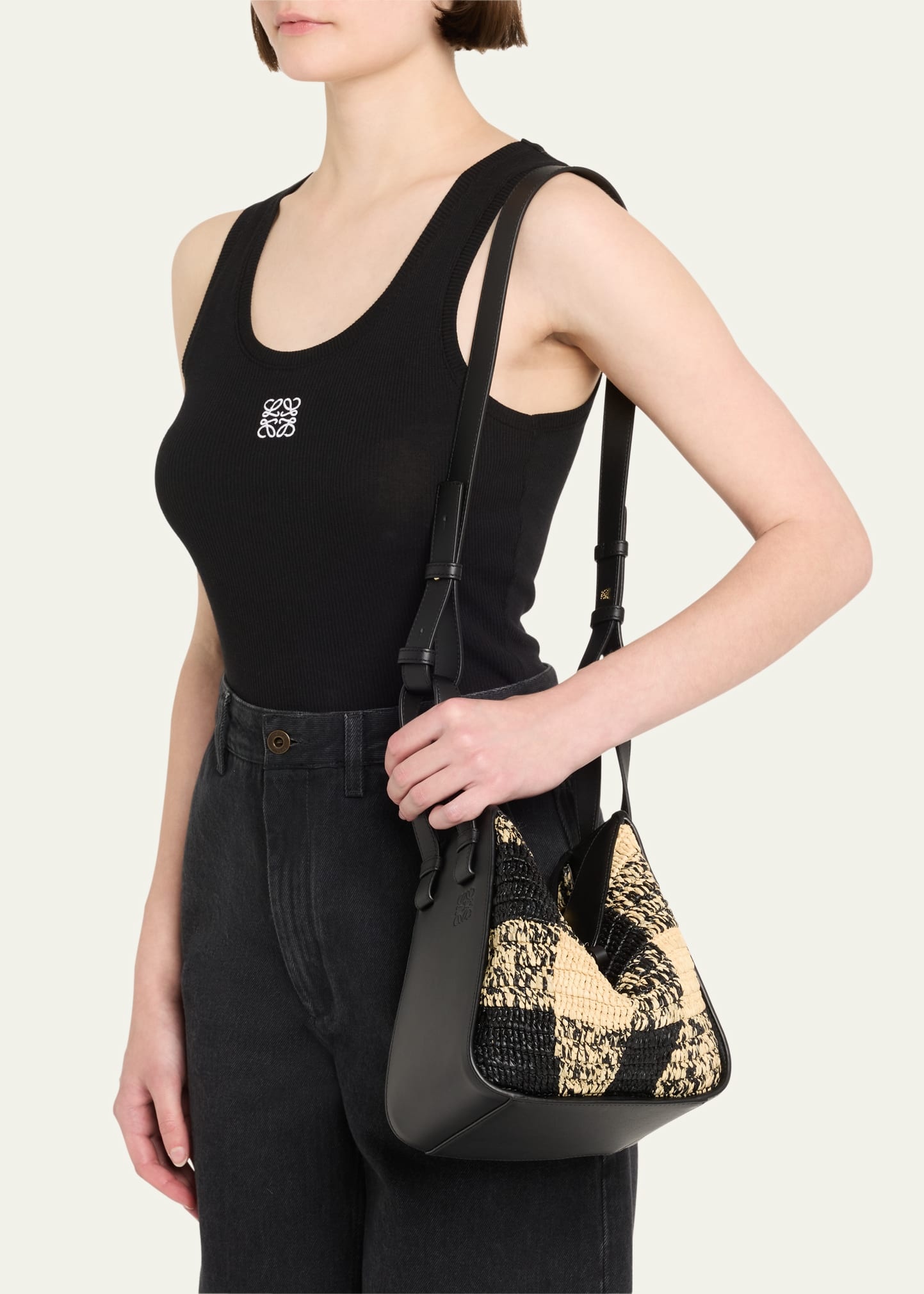 Hammock Top-Handle Bag in Gingham Raffia - 2