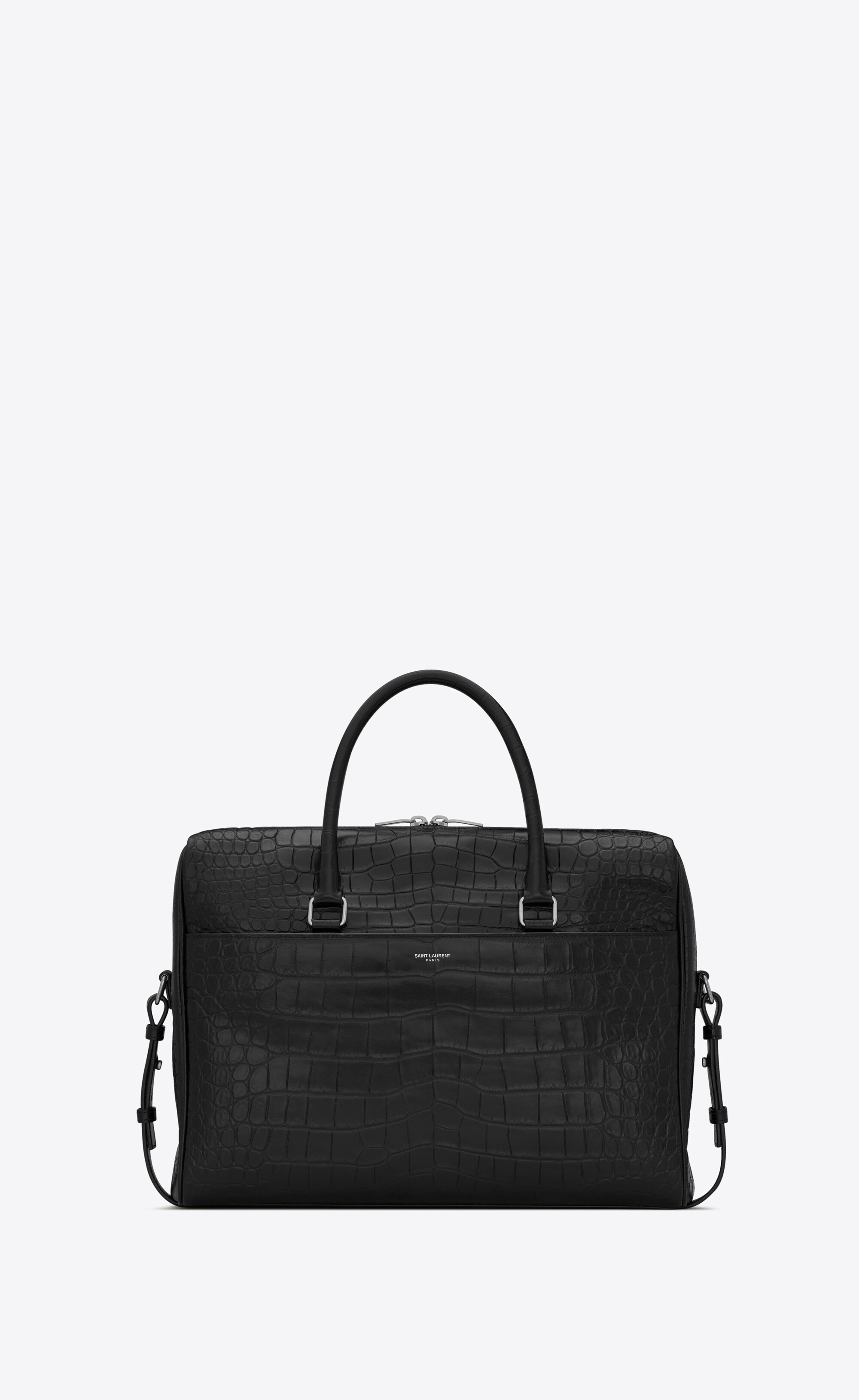 duffle saint laurent briefcase bag in crocodile-embossed matte leather - 1