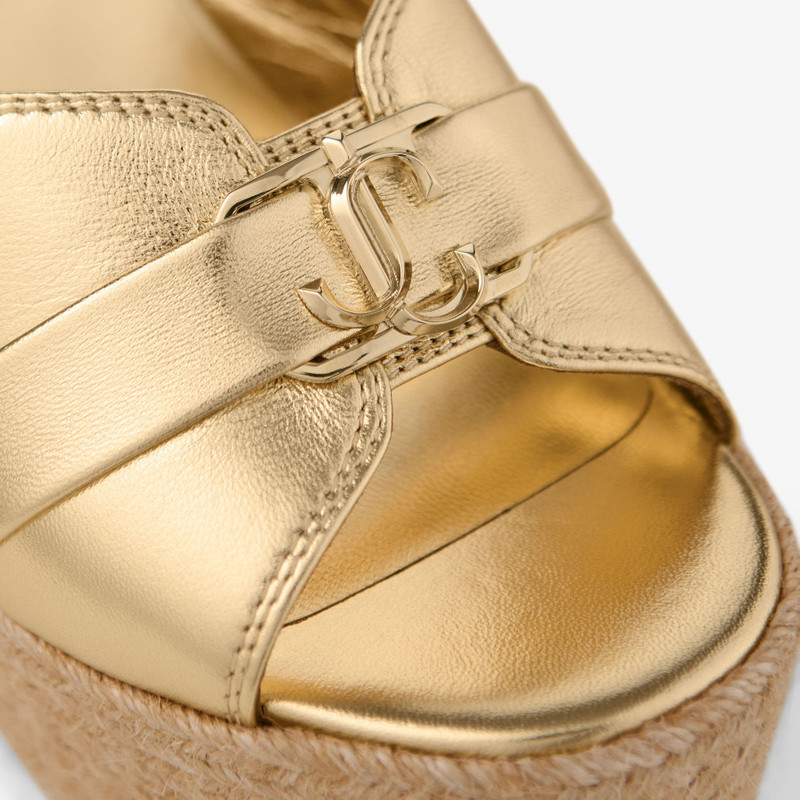 Leda Wedge 100 Gold Metallic Nappa Leather Mule Wedge 3