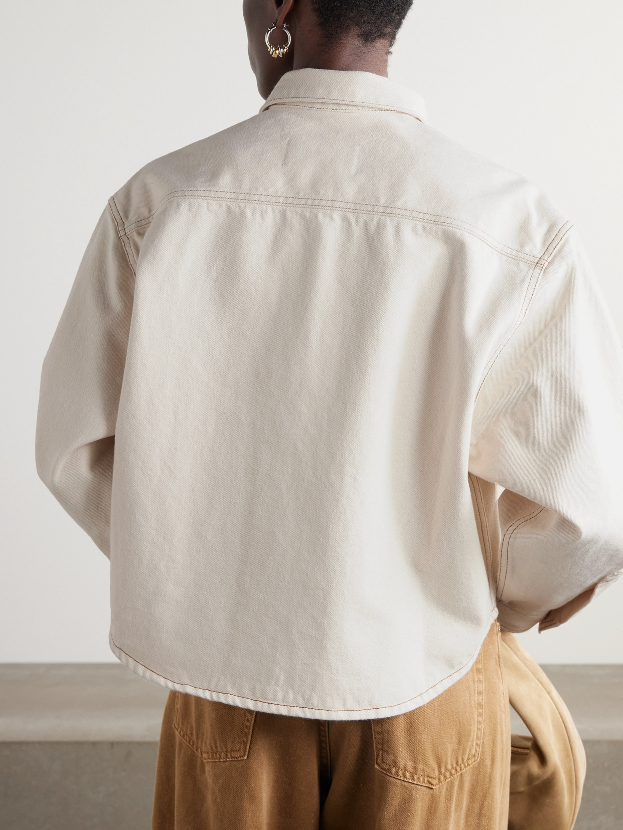 Adc Embroidered Cotton-twill Cropped Shirt - 3