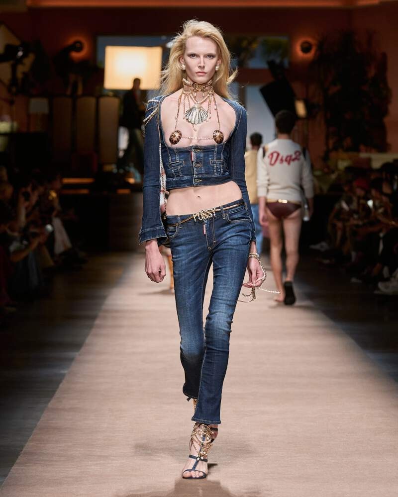 STRETCH DENIM LONG SLEEVES CORSET JACKET - 6