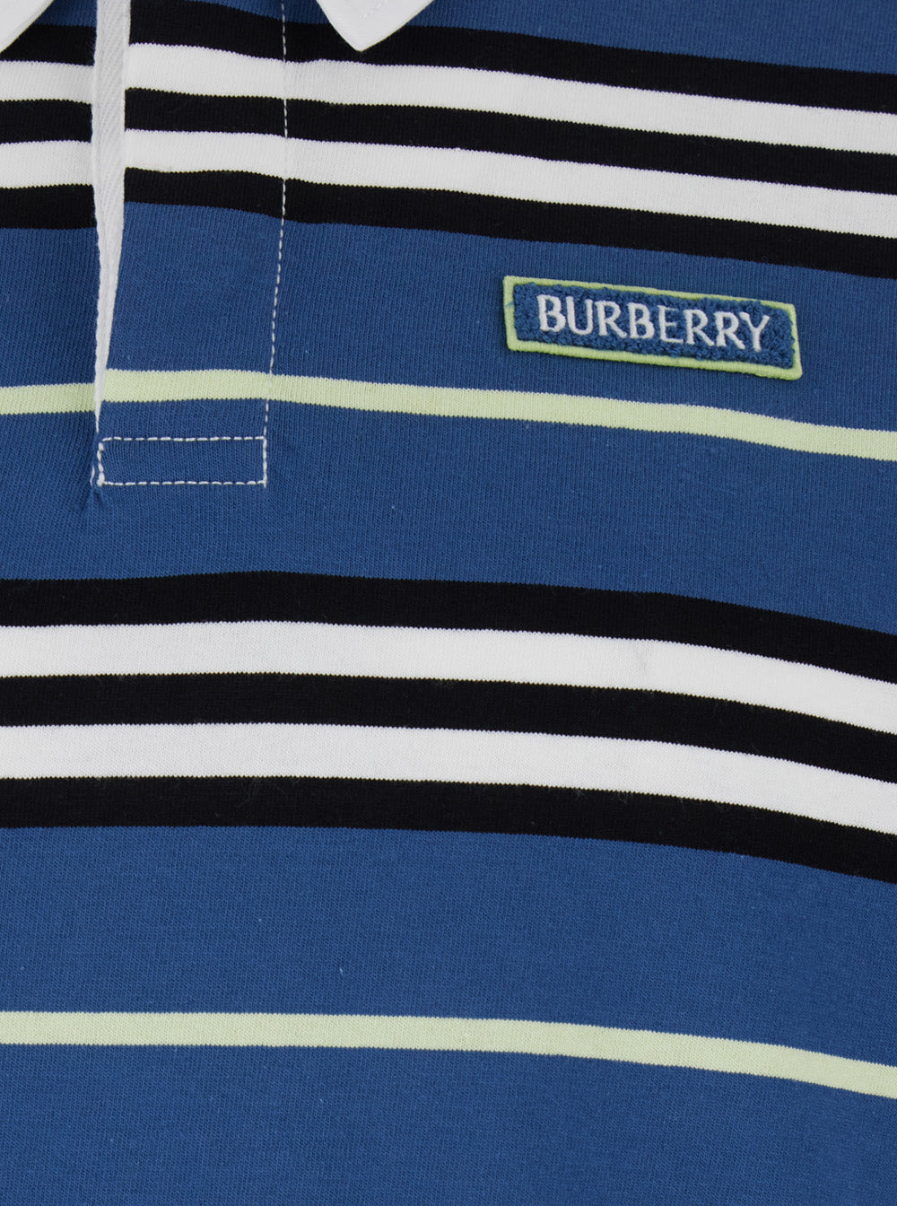 Burberry Men Multicolor Polo Shirt With Logo Patch On The Front And All-Over Striped Motif In Cotton - 3