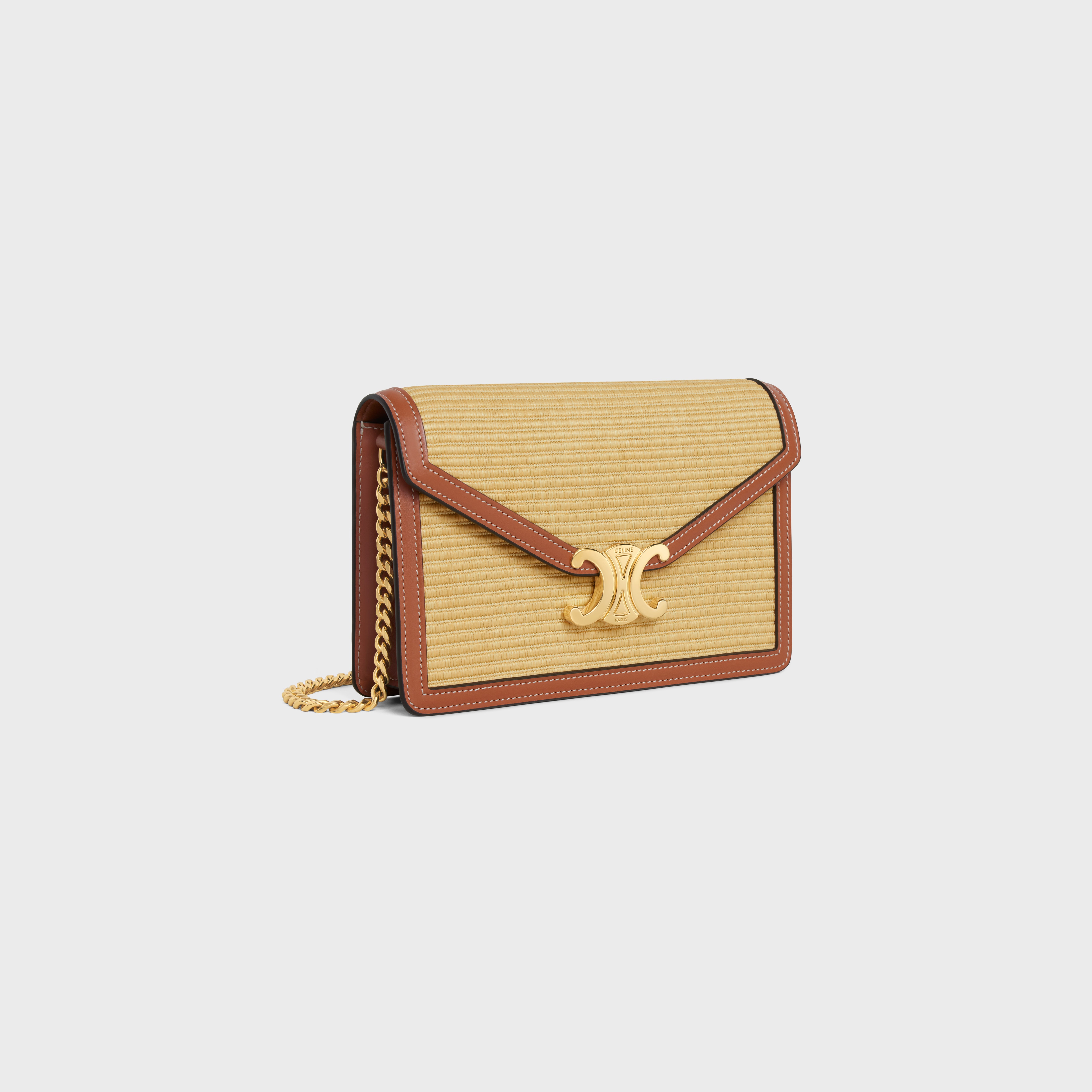 WALLET ON CHAIN MARGO in RAFFIA EFFECT TEXTILE and calfskin - 2