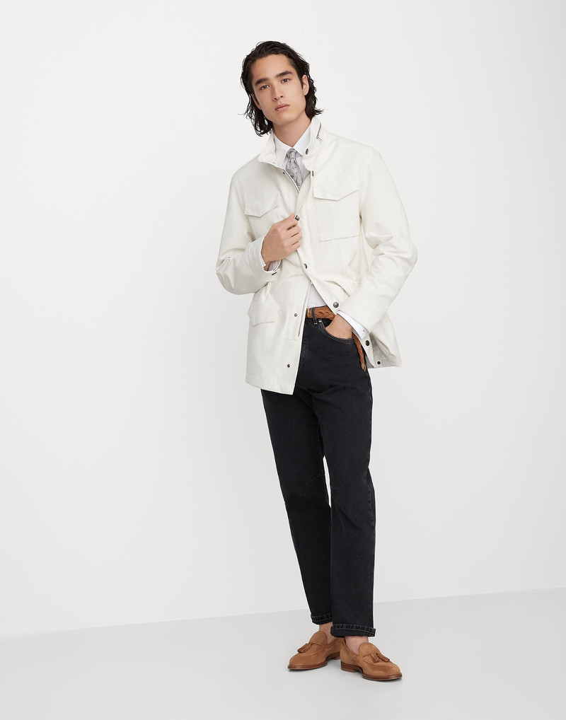 Linen and silk bonded panama field jacket with heat-bonded seams 5