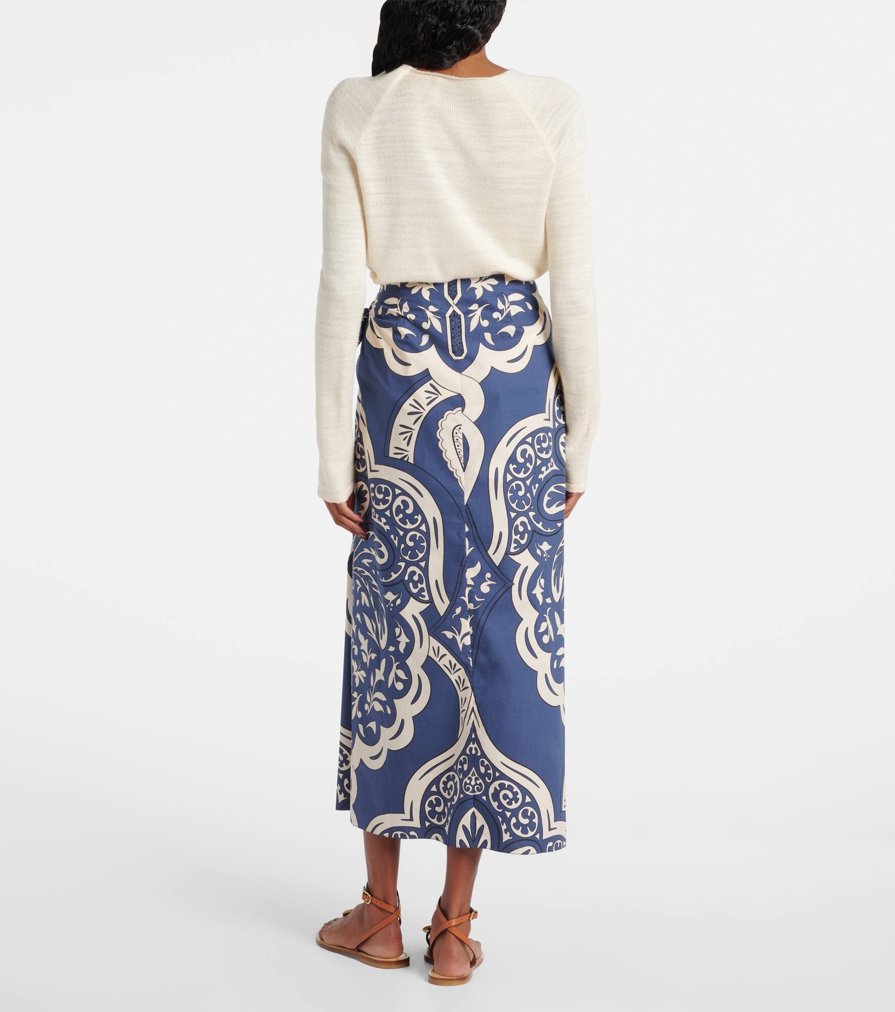 Printed cotton poplin wrap skirt - 3