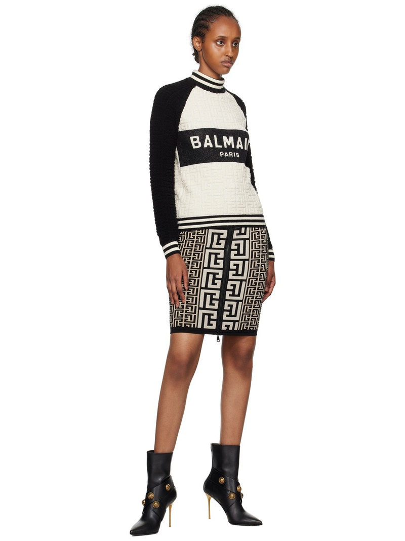 Balmain Black & Off-White Monogram Midi Skirt outlook
