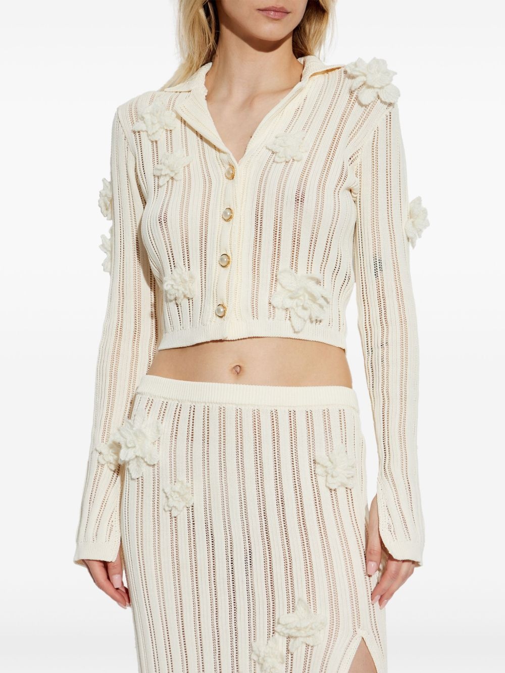 floral-appliqué top - 3