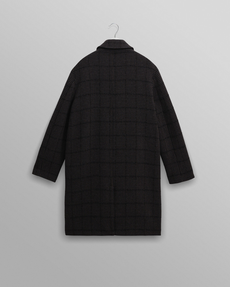 Stan - Navy And Grey Puppytooth Check Wool Car Coat 8