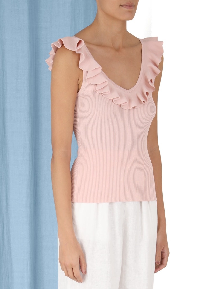 CHINTZ V-NECK FRILL TANK - 5