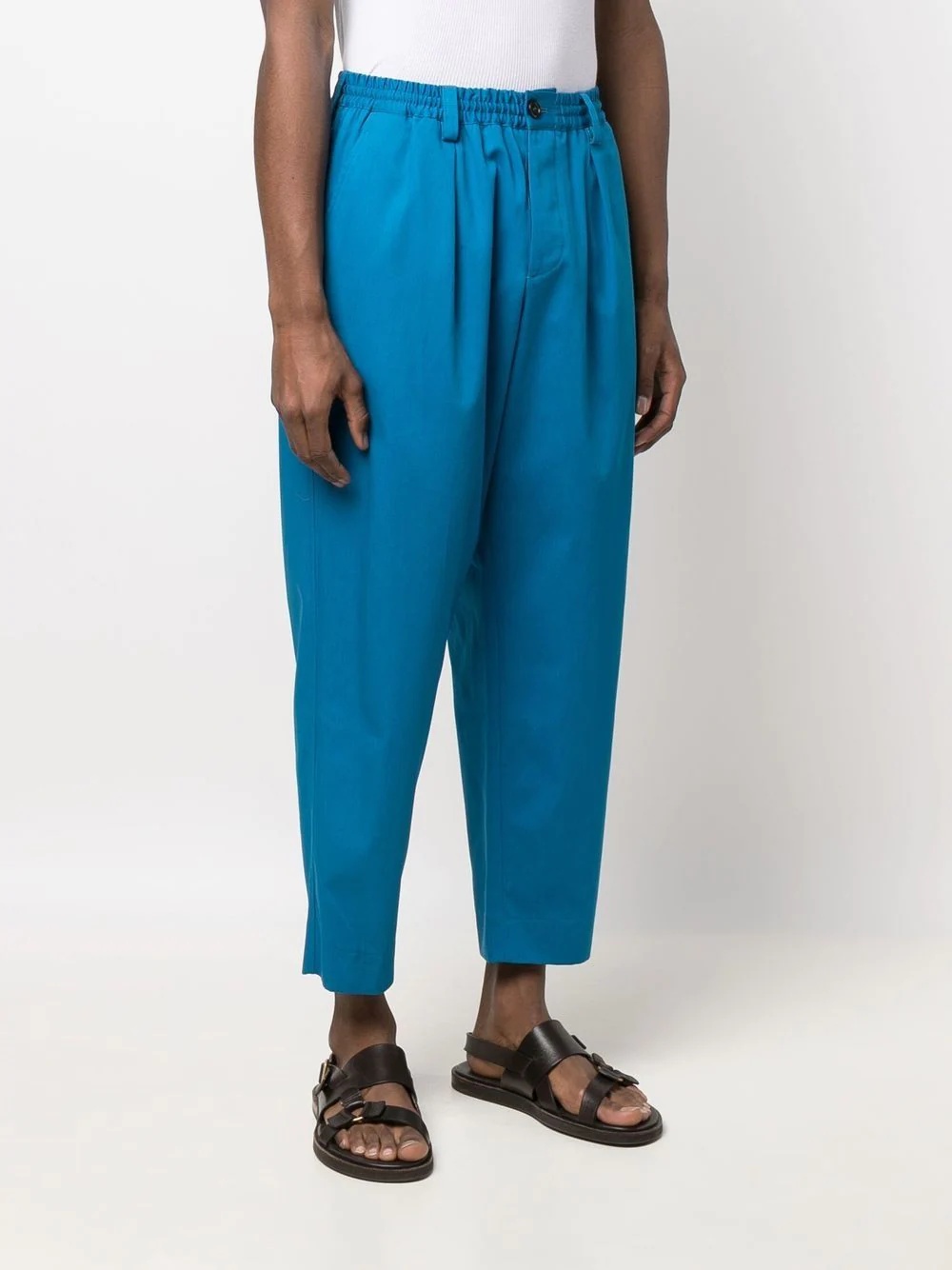 cropped cotton gabardine trousers - 3