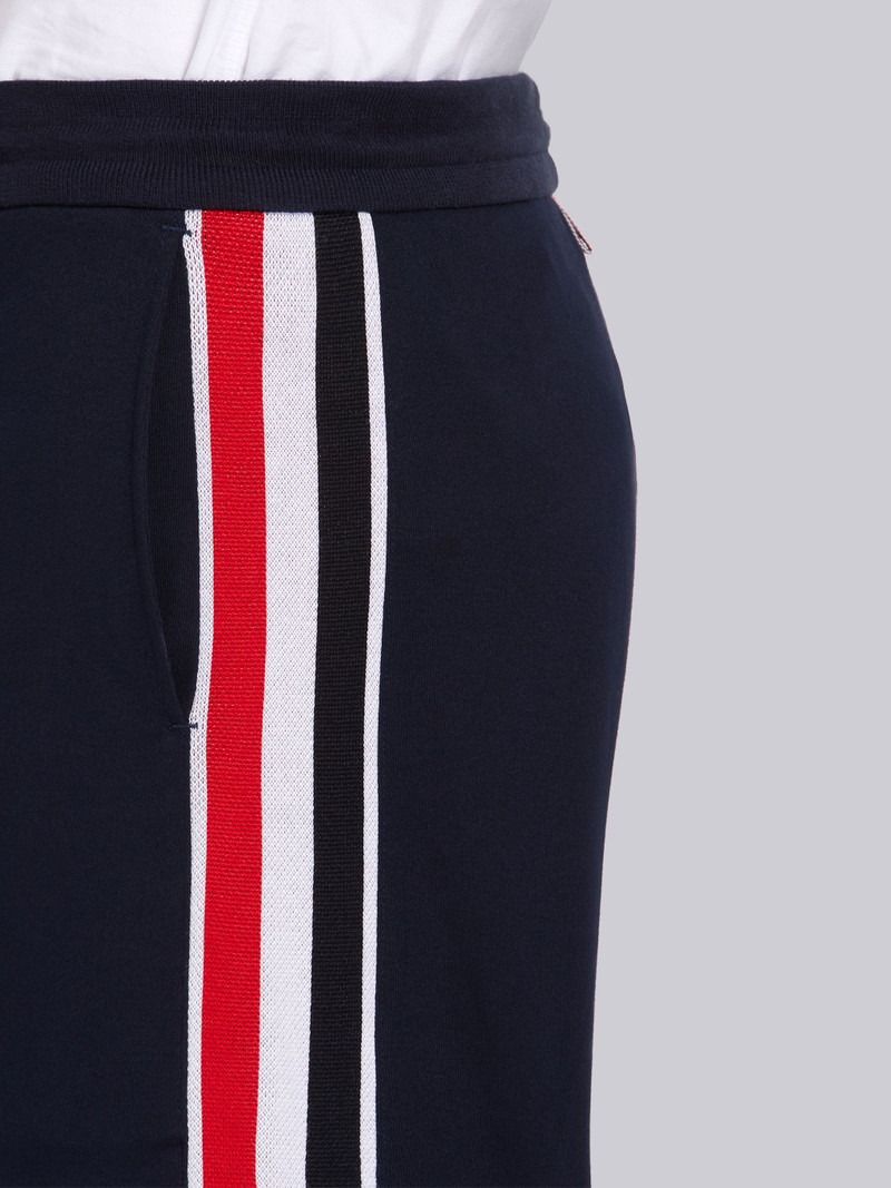 Navy Cotton Interlocking RWB Stripe Mid-Thigh Shorts 5