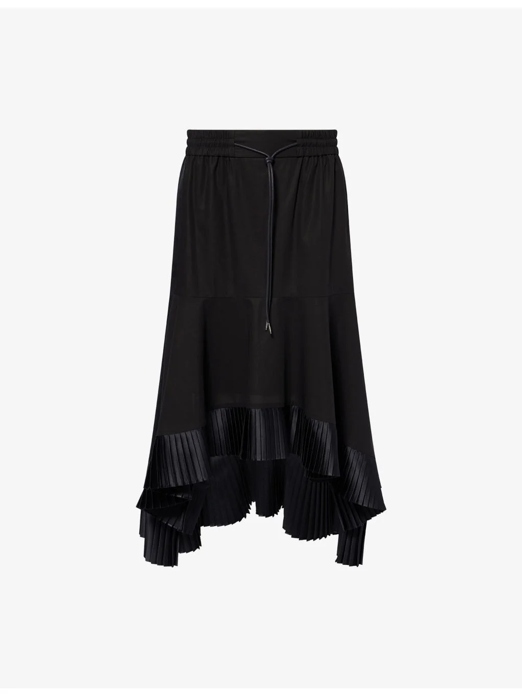 Pleated Asymmetric Cotton Midi Skirt - 1