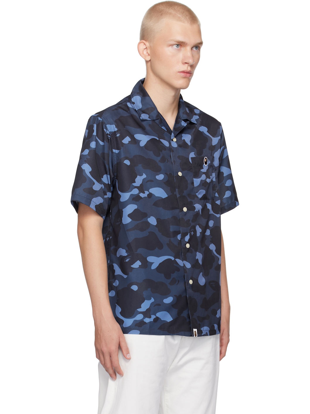 Navy Color Camo Ape Head One Point Shirt - 2