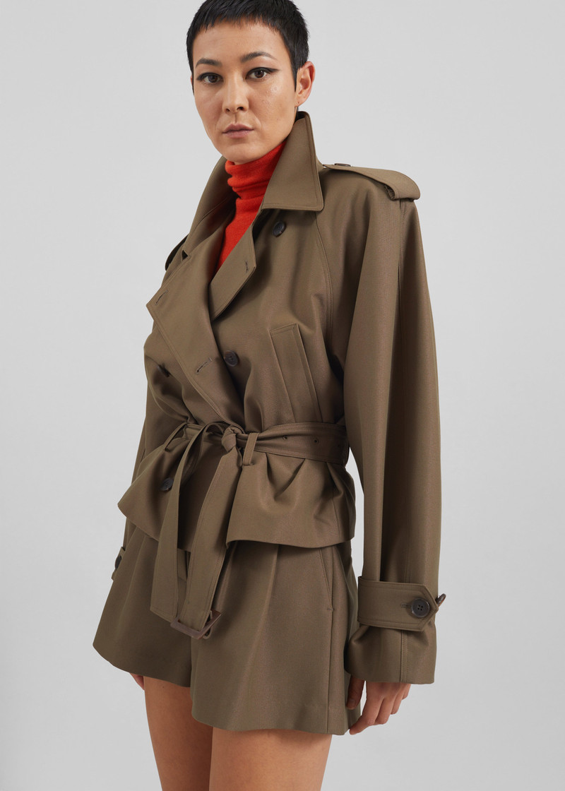 Kinsley Cropped Trench Jacket - Brown 7
