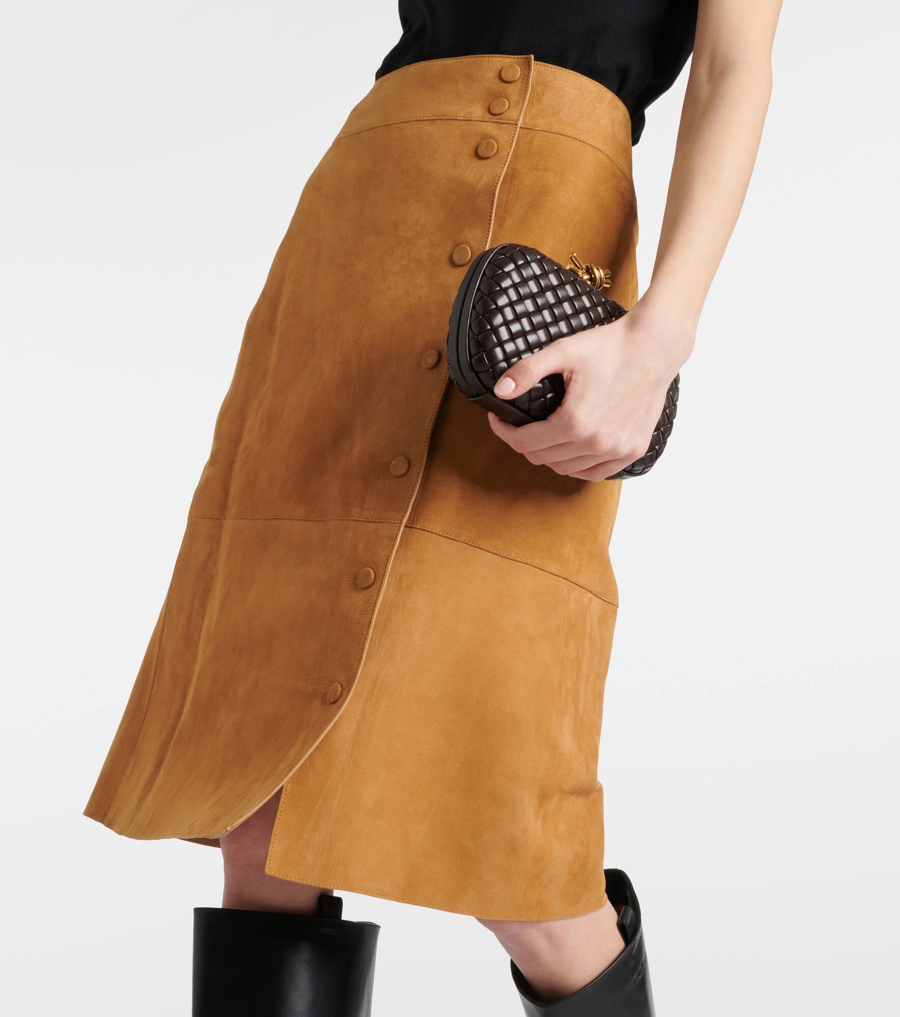 High-rise leather midi skirt - 4