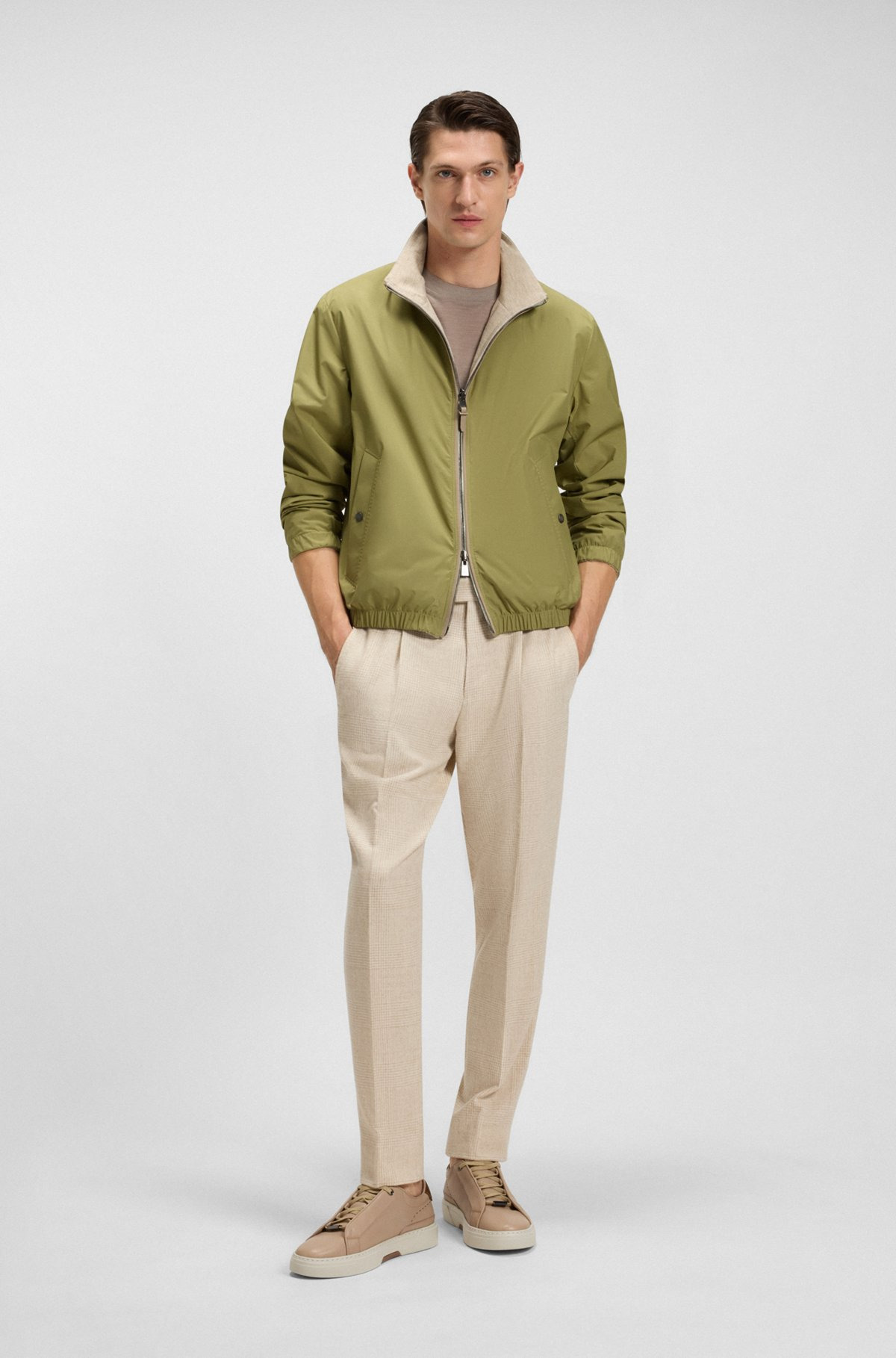 REVERSIBLE ZIP-UP JACKET IN PEACHED FABRIC - 3