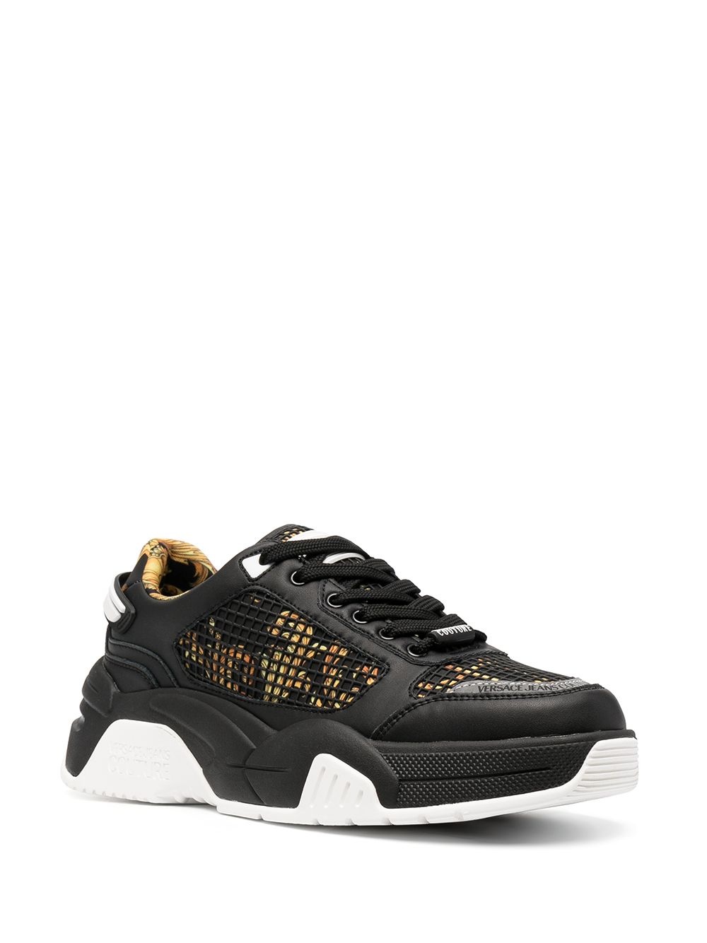 baroque-print leather sneakers - 2