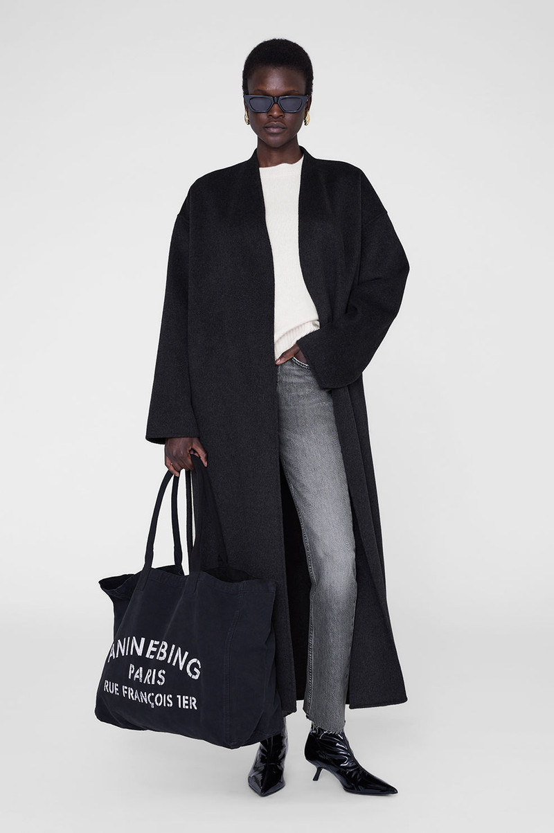 ANINE BING Leo Canvas Tote - Black outlook