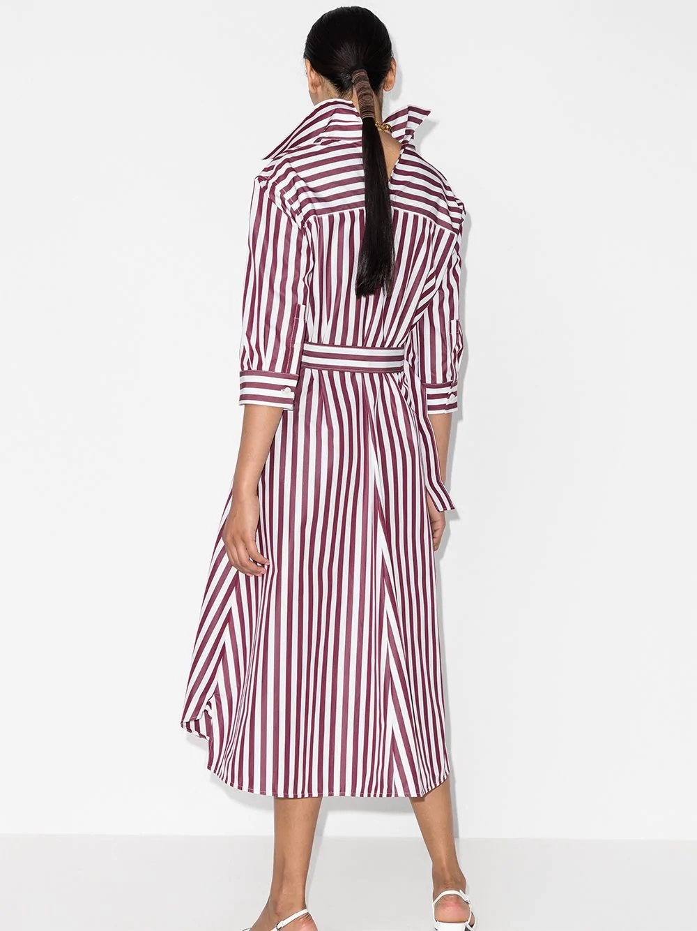 stripe-pattern midi shirt dress - 3