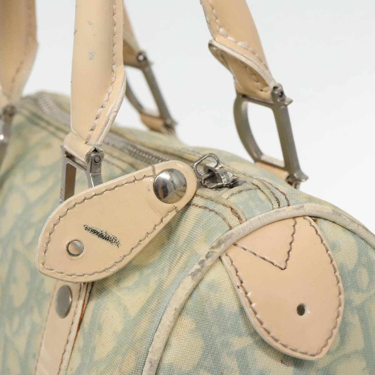 DIOR Trotter Canvas Hand Bag Light Blue Silver - 10