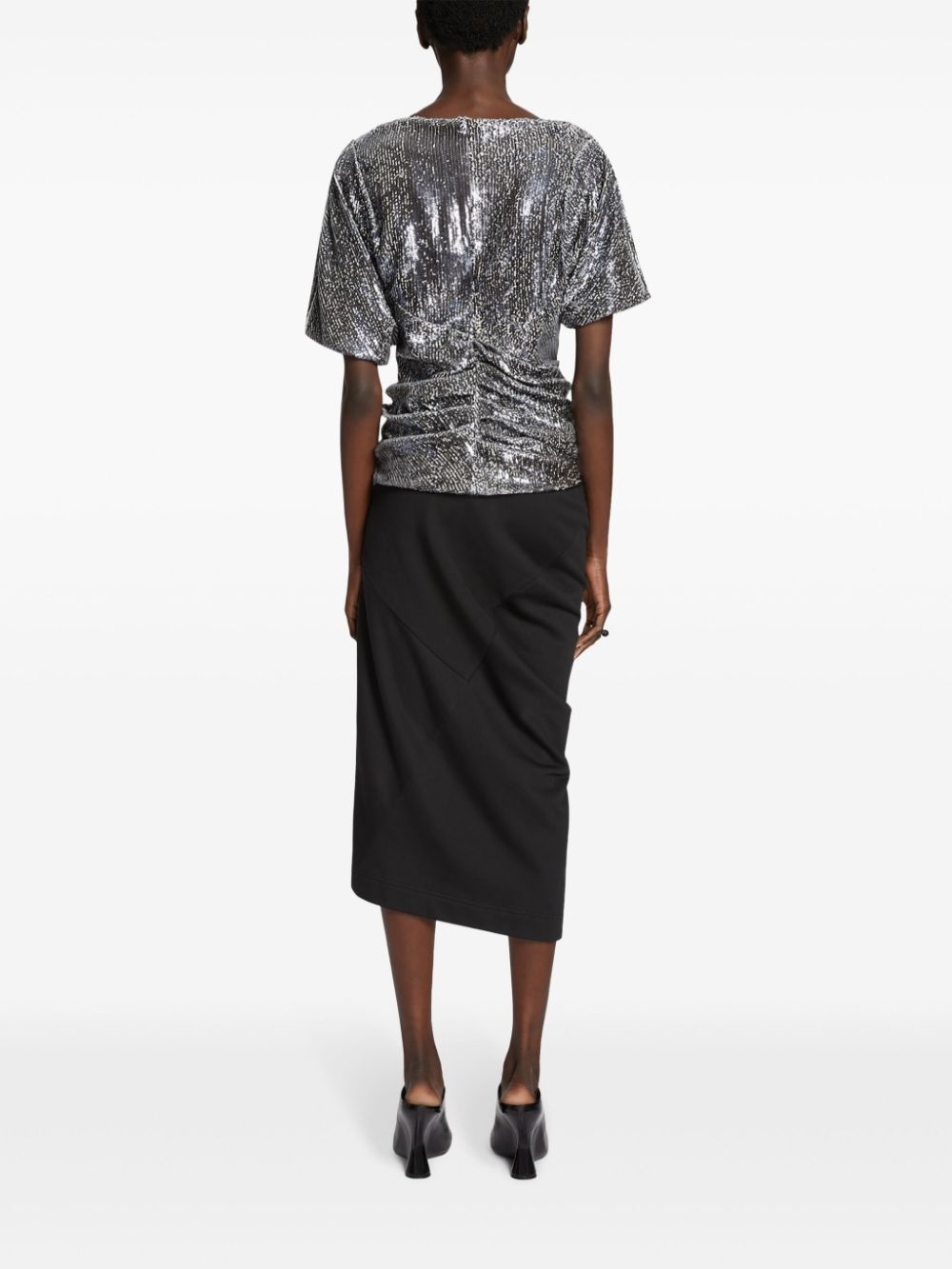draped cotton midi skirt - 4