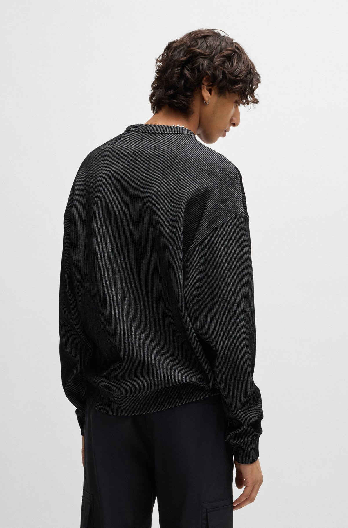 RIBBED SWEATSHIRT WITH STACKED SMOKE LOGO PRINT - 5