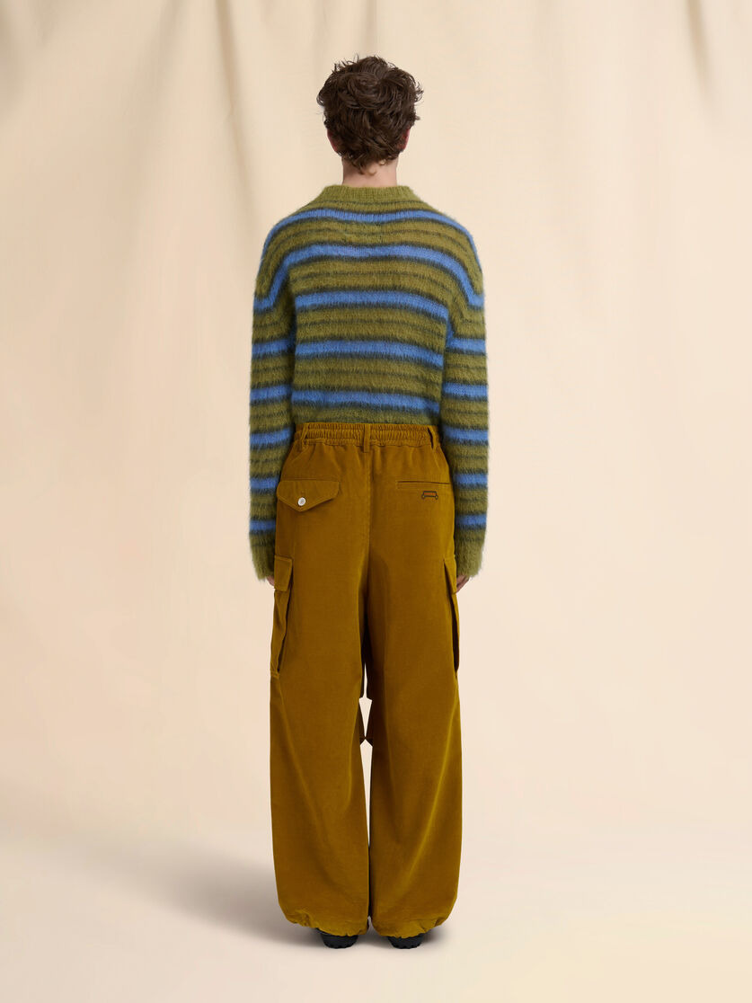 BROWN CORDUROY CARGO PANTS WITH TRUNKAROO LOGO - 3