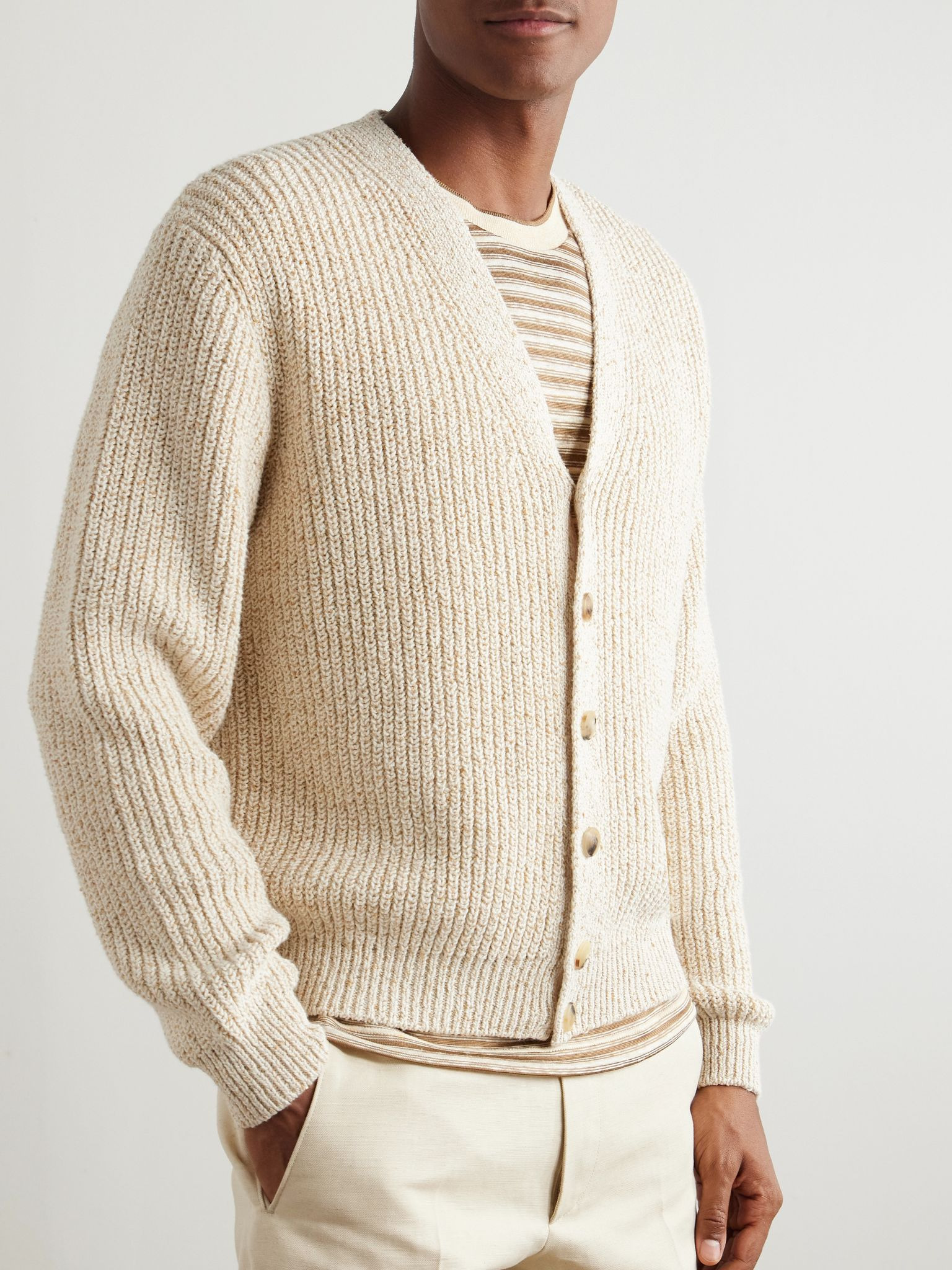 Meina Ribbed Cotton Cardigan Ivory - 3