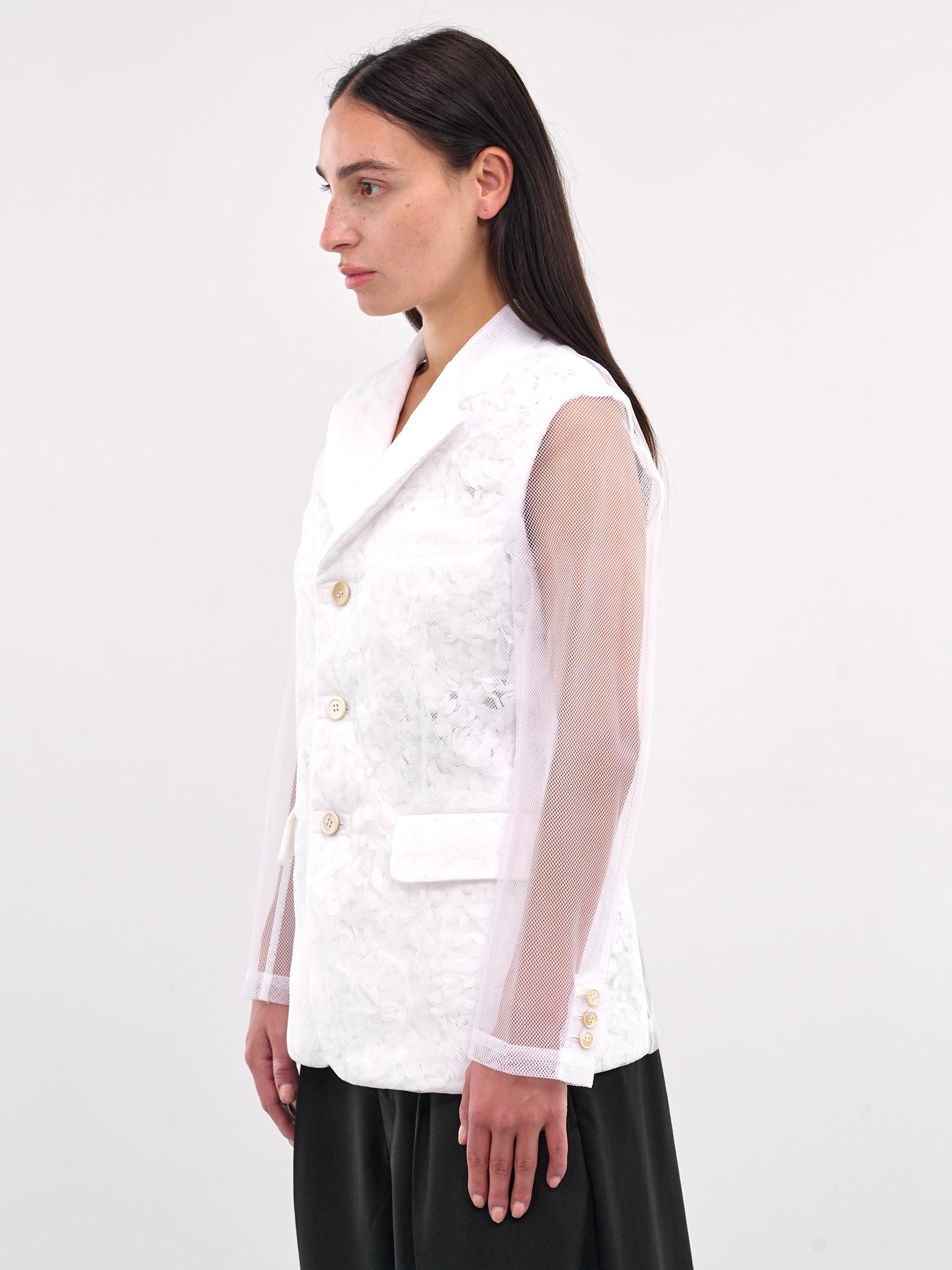 Mesh Layered Floral Blazer - 2
