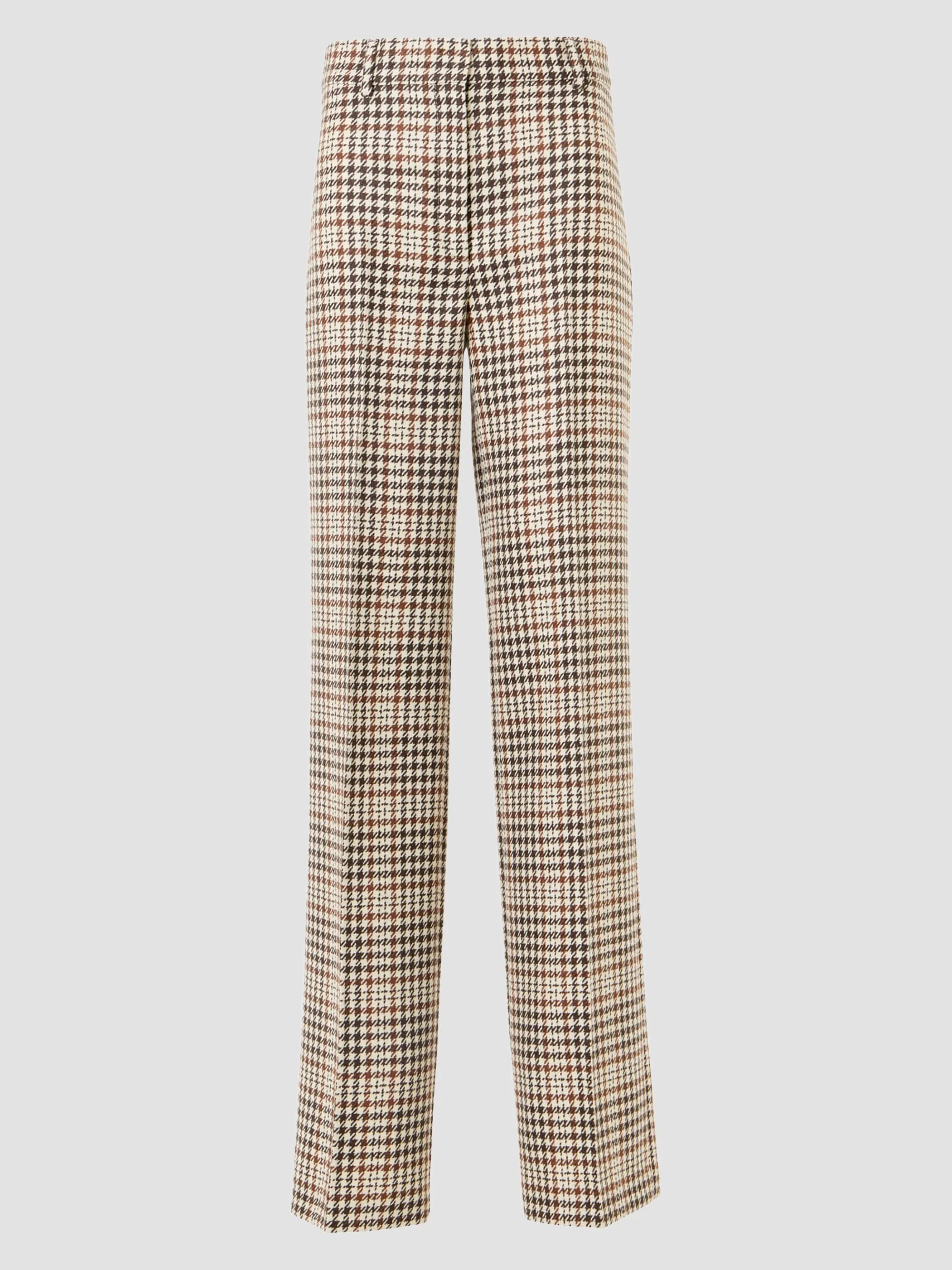 Women's Chiaro Plaid Wool-Blend Tweed Pants - Winter White Espresso - 1