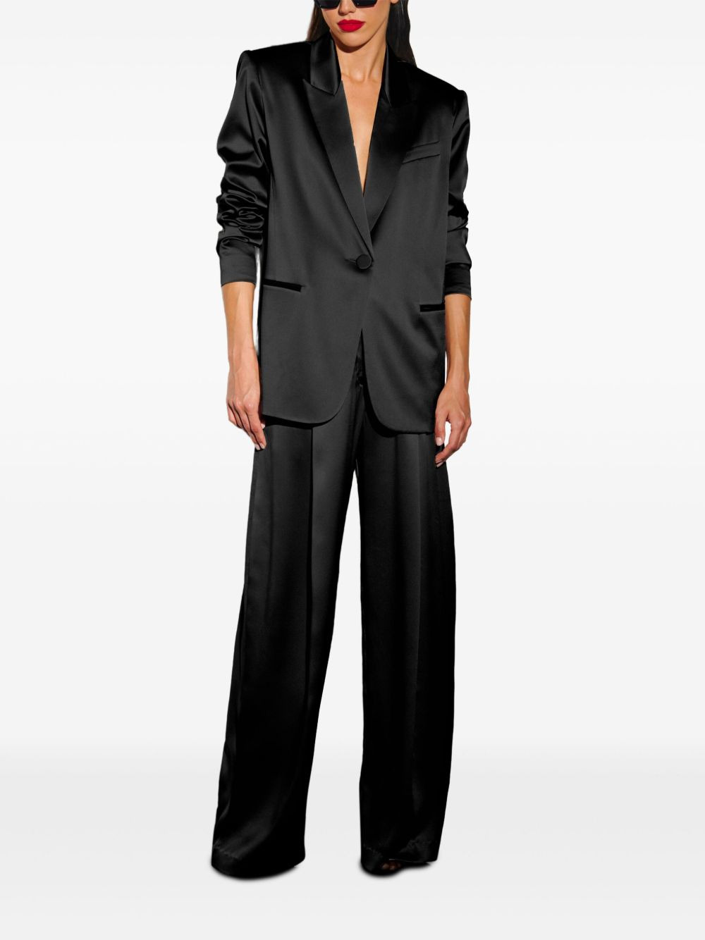 satin single-breasted blazer - 2