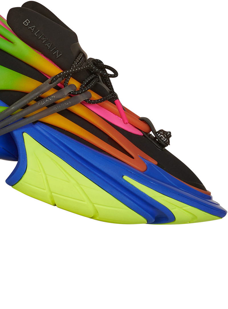 Multicolor neoprene and leather Unicorn low-top sneakers 6