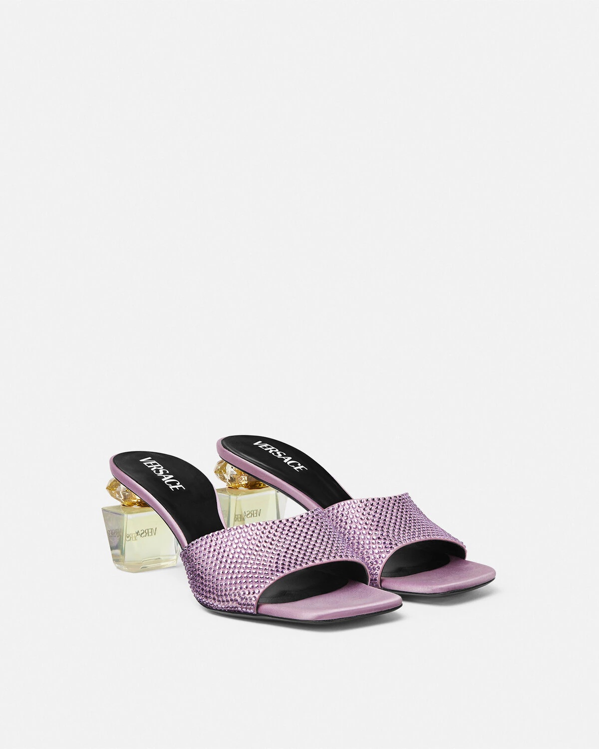 Bright Crystal Satin Mules 70 mm - 2