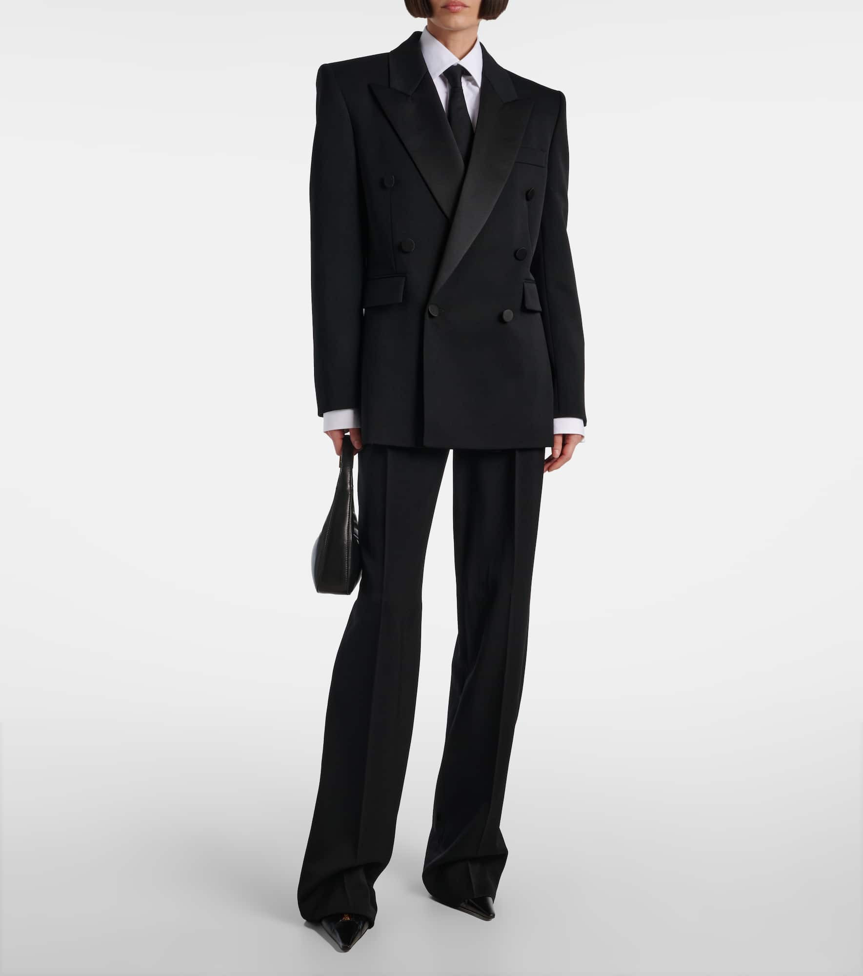 Satin-trimmed wool suit jacket - 2