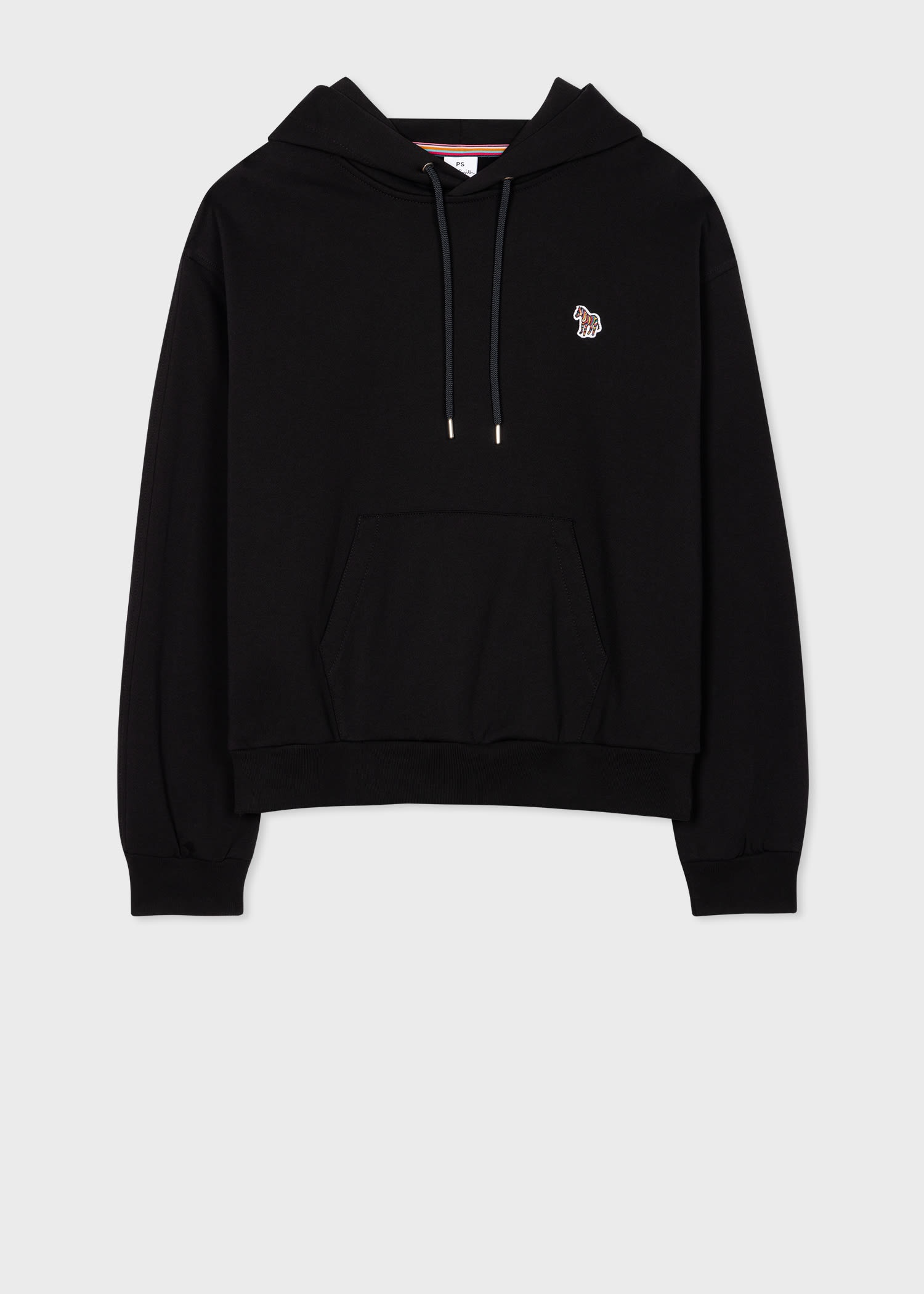 Black Cotton Zebra Logo Hoodie - 1