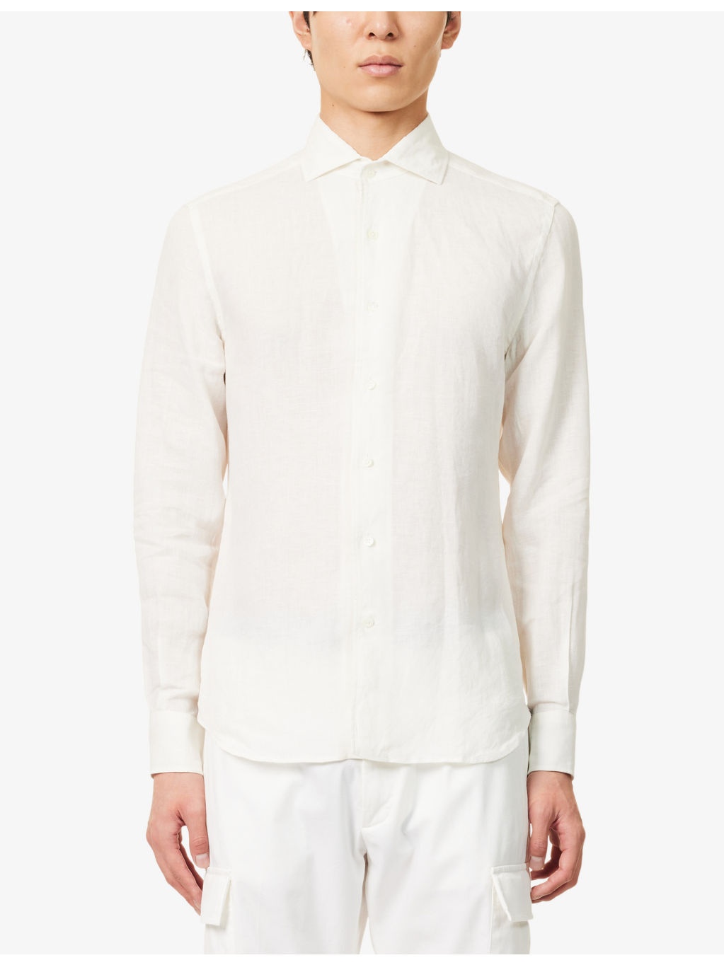 Regular-Fit Logo-Embroidered Linen Shirt - 3